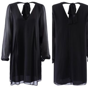 BCBGeneration Black Long Sleeve Bow Back Dress L
